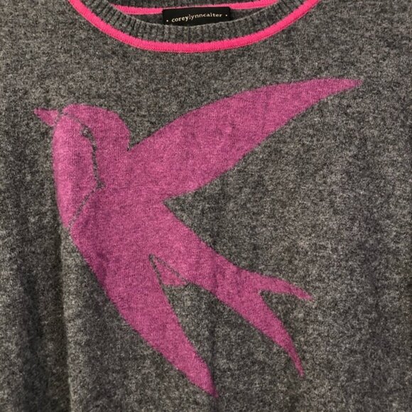Anthro Corey Lynn Calter RARE Pink Bird Sweater - Picture 2 of 5